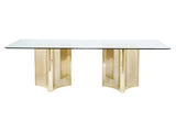 Abbott Clear/Patinated Brass Rectangular Dining Table - Ornate Home