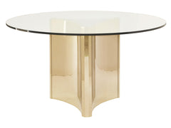 Abbott Clear/Patinated Brass Round Dining Table - Ornate Home