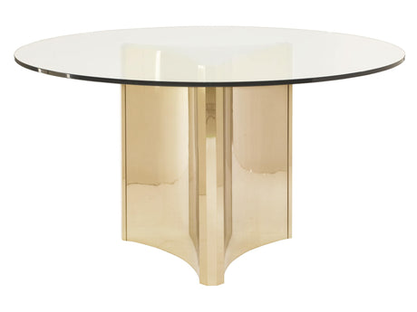 Abbott Clear/Patinated Brass Round Dining Table - Ornate Home