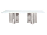 Abbott Clear/Polished Stainless Steel Dining Table - Ornate Home