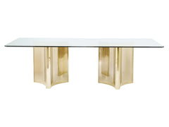 Abbott Patinated Brass/Clear Dining Table - Ornate Home