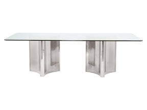 Abbott Polished Stainless Steel/Clear Dining Table - Ornate Home
