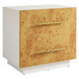 Abel White/Bleached 2-Drawer Burl Wood Nightstand - Ornate Home