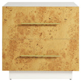 Abel White/Bleached 2-Drawer Burl Wood Nightstand - Ornate Home