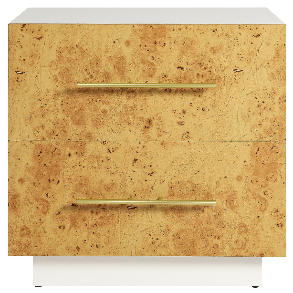 Abel White/Bleached 2-Drawer Burl Wood Nightstand - Ornate Home