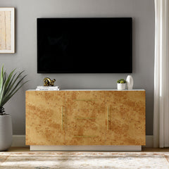 Abel White/Bleached 59 Inch Burl Wood Sideboard Buffet TV Stand - Ornate Home