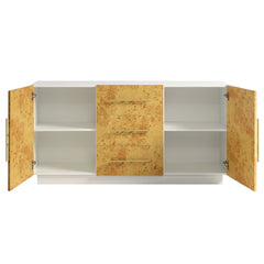 Abel White/Bleached 59 Inch Burl Wood Sideboard Buffet TV Stand - Ornate Home