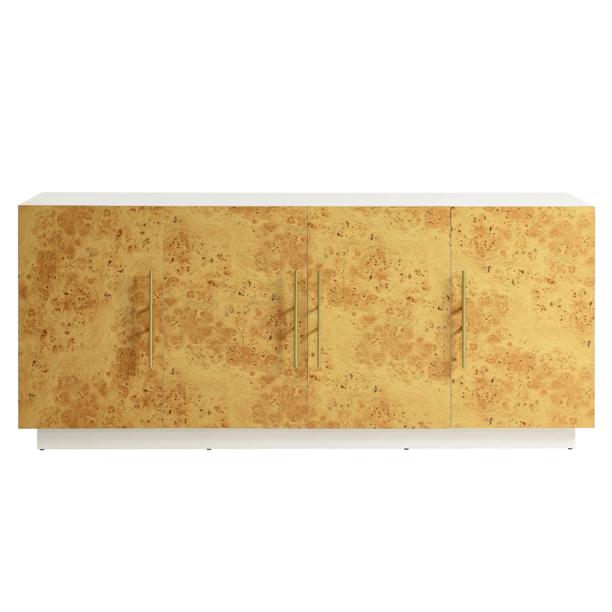 Abel White/Bleached 69 Inch Burl Wood Sideboard Buffet TV Stand - Ornate Home