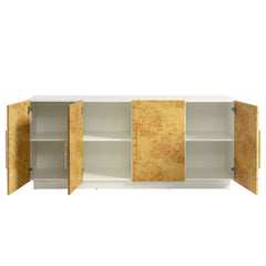 Abel White/Bleached 69 Inch Burl Wood Sideboard Buffet TV Stand - Ornate Home
