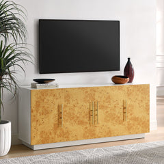 Abel White/Bleached 69 Inch Burl Wood Sideboard Buffet TV Stand - Ornate Home