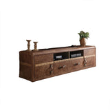 Aberdeen Brown Top Grain Leather TV Stand - Ornate Home