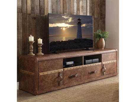 Aberdeen Brown Top Grain Leather TV Stand - Ornate Home