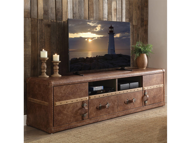 Aberdeen Brown Top Grain Leather TV Stand - Ornate Home