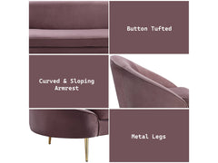 Abey Pink Velvet Sofa - Ornate Home