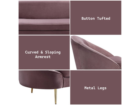 Abey Pink Velvet Sofa - Ornate Home