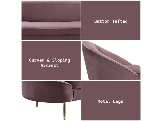 Abey Pink Velvet Sofa - Ornate Home