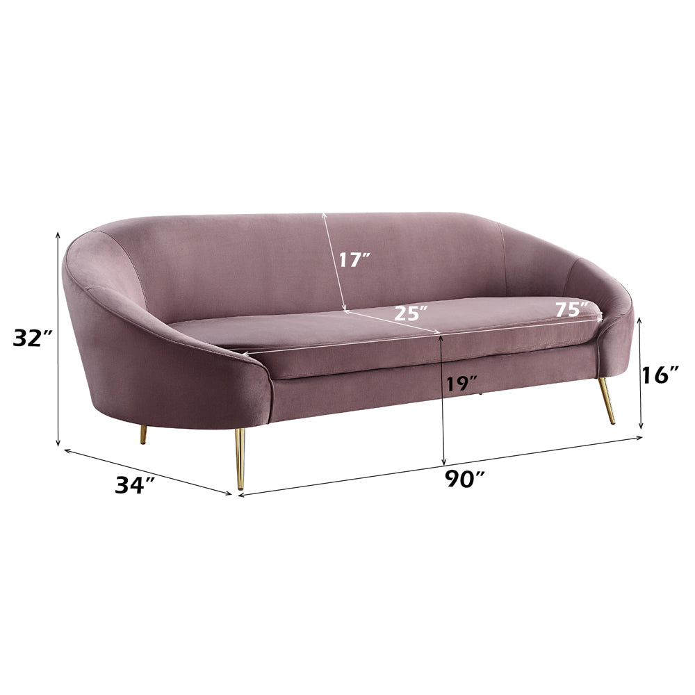 Abey Pink Velvet Sofa - Ornate Home