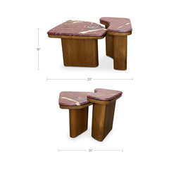 Abi Levante Marble/Walnut Nesting Coffee Table - Ornate Home