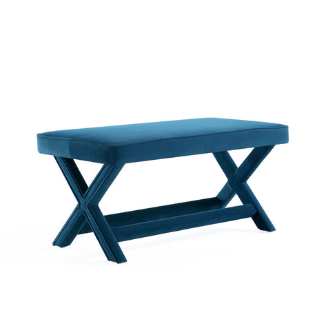 Abigail Double Ottoman Bench in Blue - Ornate Home