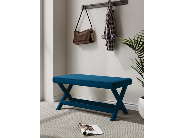 Abigail Double Ottoman Bench in Blue - Ornate Home