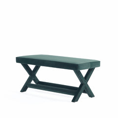 Abigail Double Ottoman Bench in Green - Ornate Home