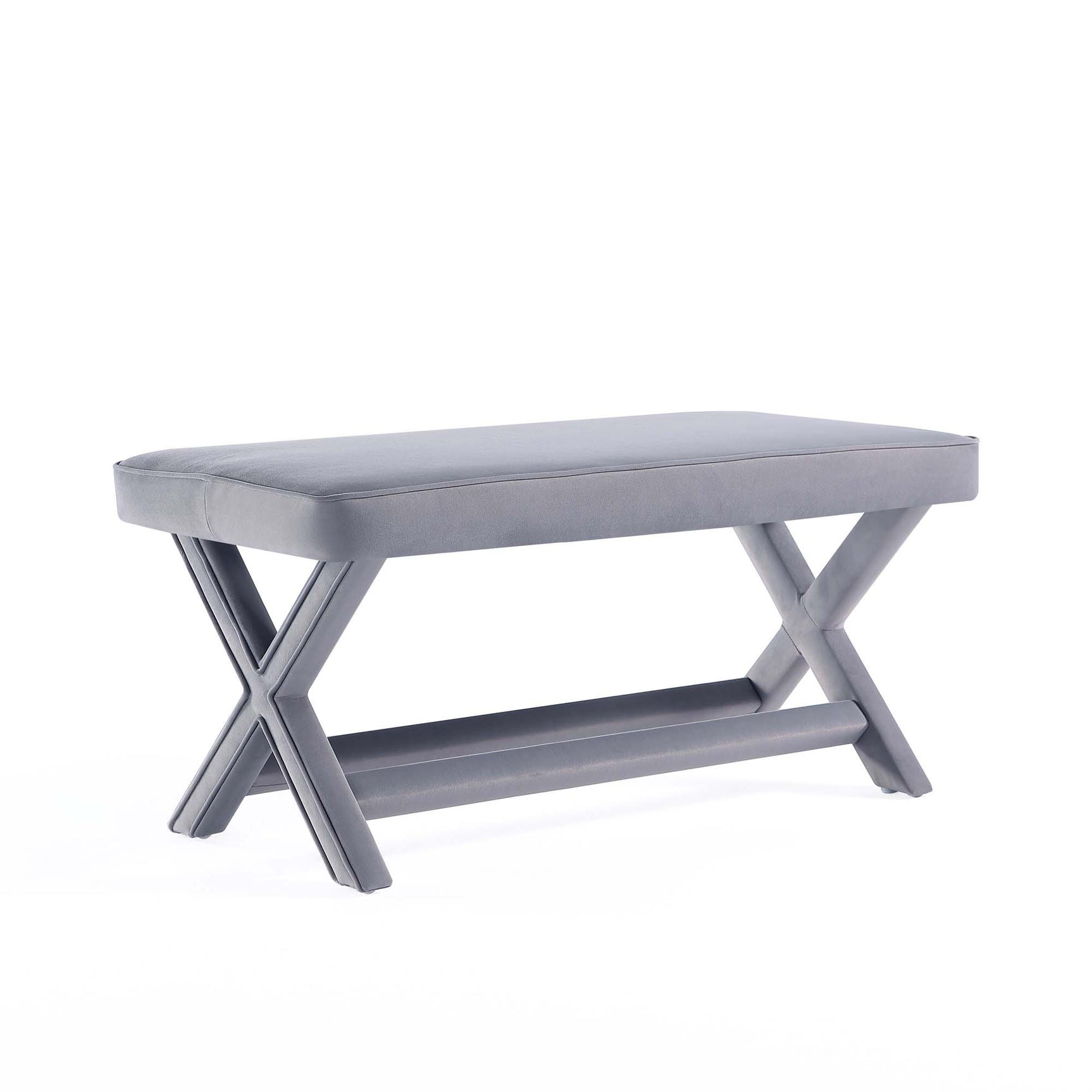 Abigail Double Ottoman Bench in Grey - Ornate Home