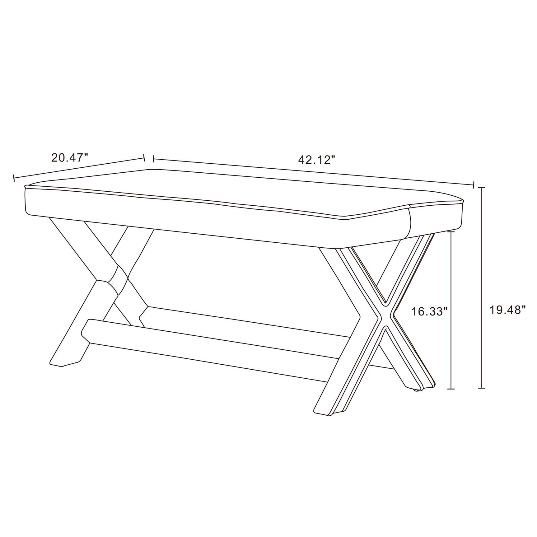 Abigail Double Ottoman Bench in Grey - Ornate Home
