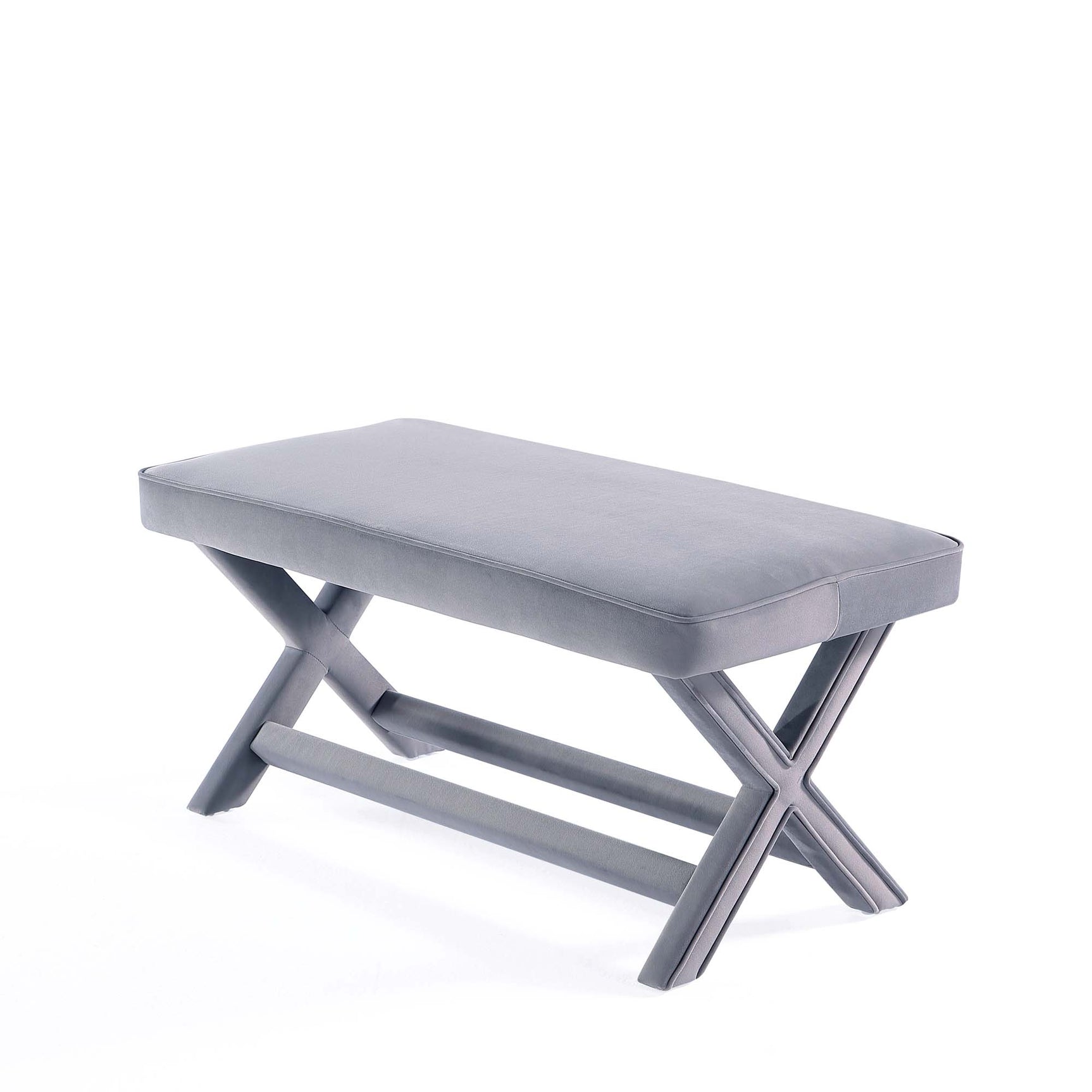 Abigail Double Ottoman Bench in Grey - Ornate Home