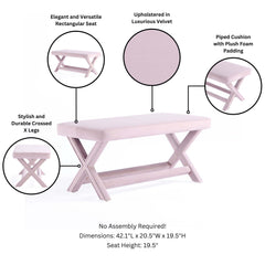 Abigail Double Ottoman Bench in Pink - Ornate Home