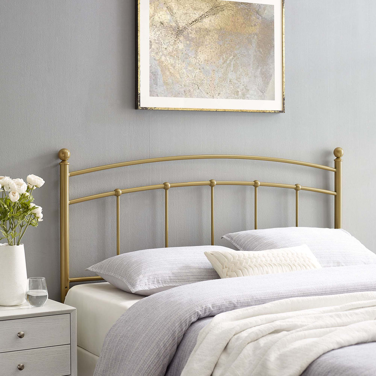 Abigail Gold Metal King Headboard - Ornate Home