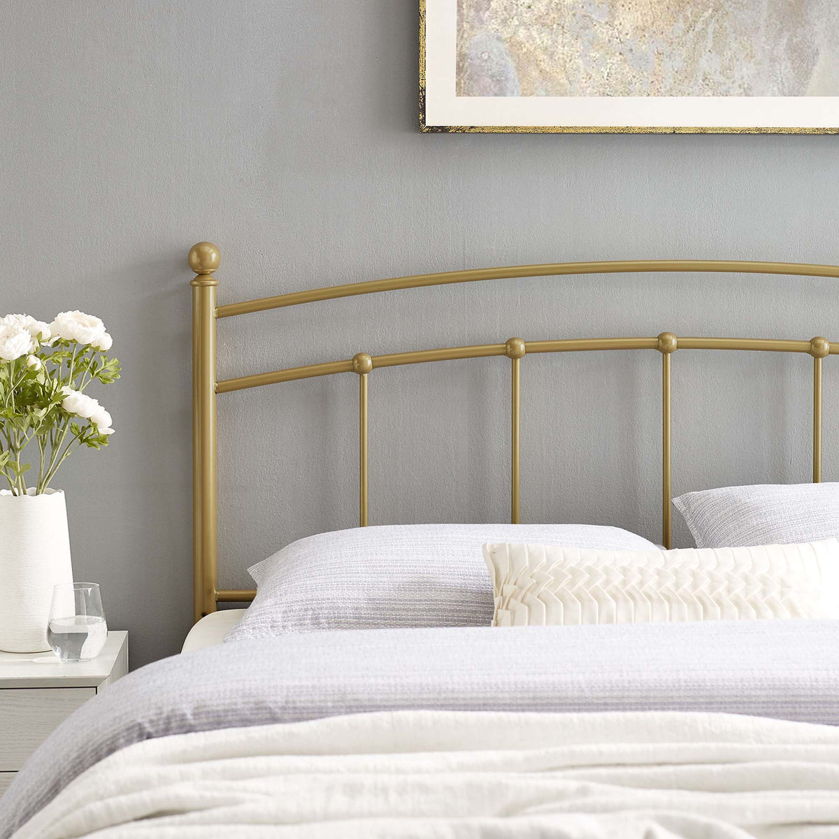 Abigail Gold Metal King Headboard - Ornate Home
