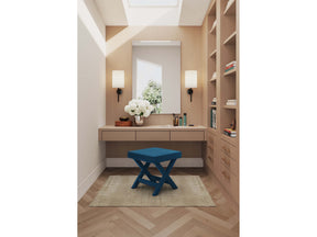 Abigail Single Ottoman Bench in Blue - Ornate Home