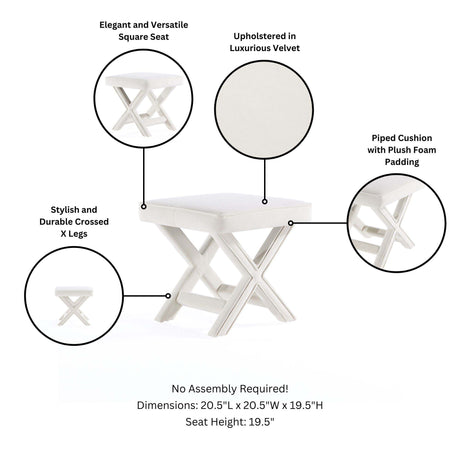 Abigail Single Ottoman Bench in Cream - Ornate Home