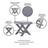 Abigail Single Ottoman Bench in Grey - Ornate Home