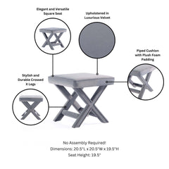 Abigail Single Ottoman Bench in Grey - Ornate Home