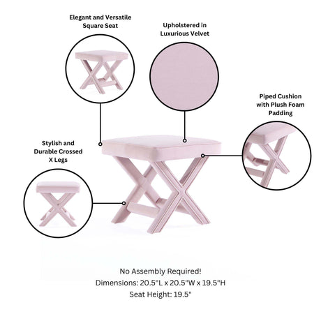 Abigail Single Ottoman Bench in Pink - Ornate Home