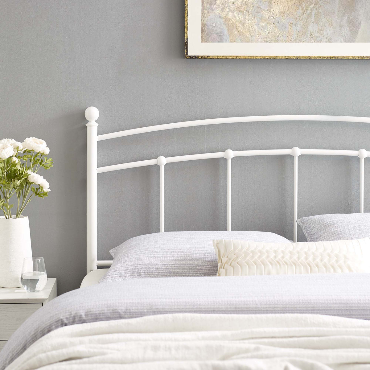 Abigail White Metal King Headboard - Ornate Home