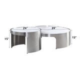 Abilene Marble & Stainless Steel Nesting Cocktail/Coffee Table (Set of 2) - Ornate Home