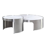 Abilene Marble & Stainless Steel Nesting Cocktail/Coffee Table (Set of 2) - Ornate Home