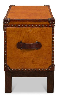 Abilene Tan Leather Box With Stand - Ornate Home