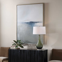 Above The Waterline Blue/Gray/White Abstract Painting - Ornate Home