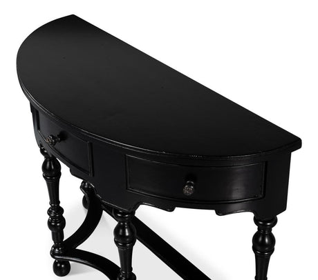 Abraham Black Half Round Console - Ornate Home