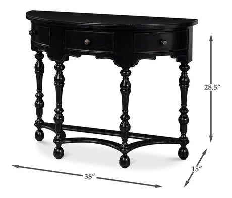 Abraham Black Half Round Console - Ornate Home