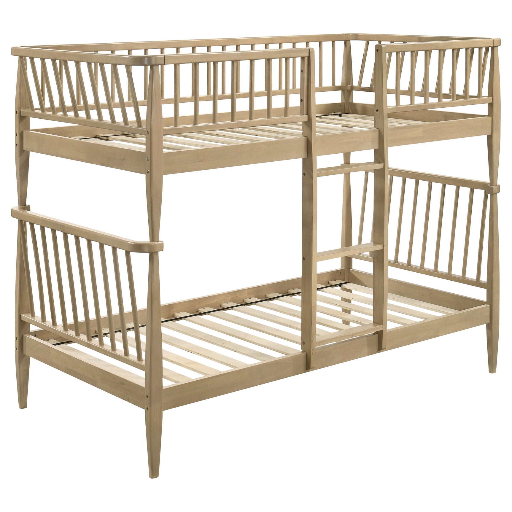 Abram Almond Windsor Twin Over Twin Wood Bunk Bed with Ladder - Ornate Home