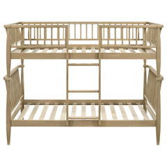Abram Almond Windsor Twin Over Twin Wood Bunk Bed with Ladder - Ornate Home