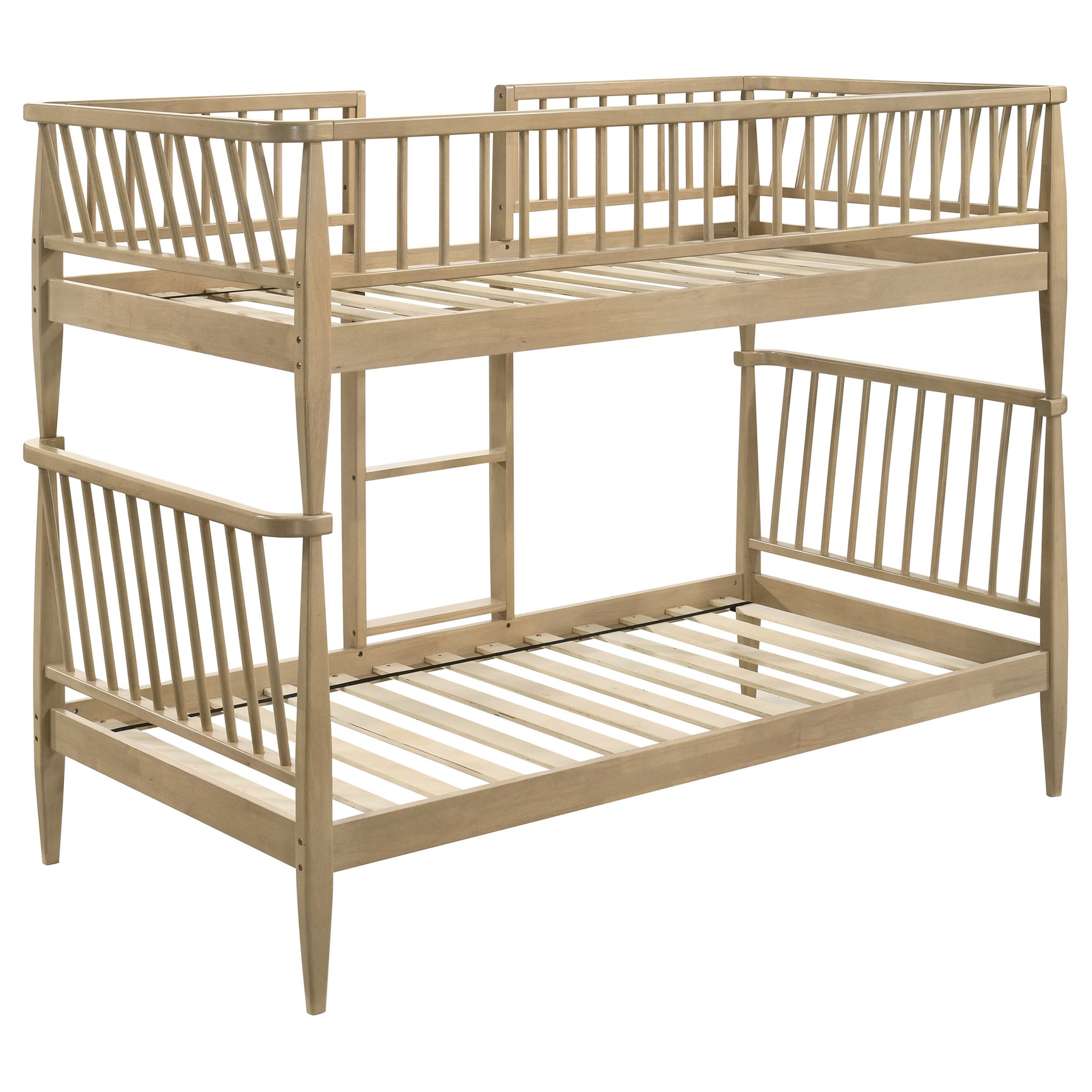 Abram Almond Windsor Twin Over Twin Wood Bunk Bed with Ladder - Ornate Home