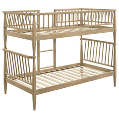 Abram Almond Windsor Twin Over Twin Wood Bunk Bed with Ladder - Ornate Home