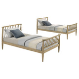 Abram Almond Windsor Twin Over Twin Wood Bunk Bed with Ladder - Ornate Home