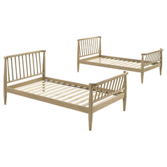 Abram Almond Windsor Twin Over Twin Wood Bunk Bed with Ladder - Ornate Home