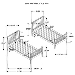 Abram Almond Windsor Twin Over Twin Wood Bunk Bed with Ladder - Ornate Home